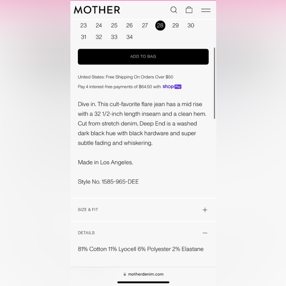 🆕MOTHER 👵THE WEEKENDER Wash: DEEP END Size: 28 - Picture 7 of 16